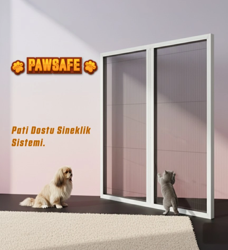 PawSafe Çift Kapılı Pati Dostu Plise Sineklik Kapı - Beyaz Sineklik